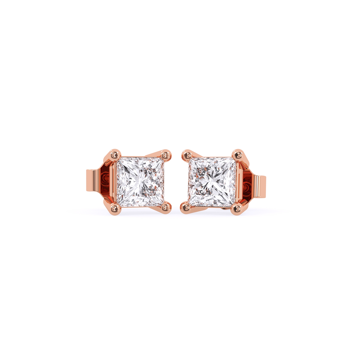 Unique Princess Diamond Solitaire Earrings
